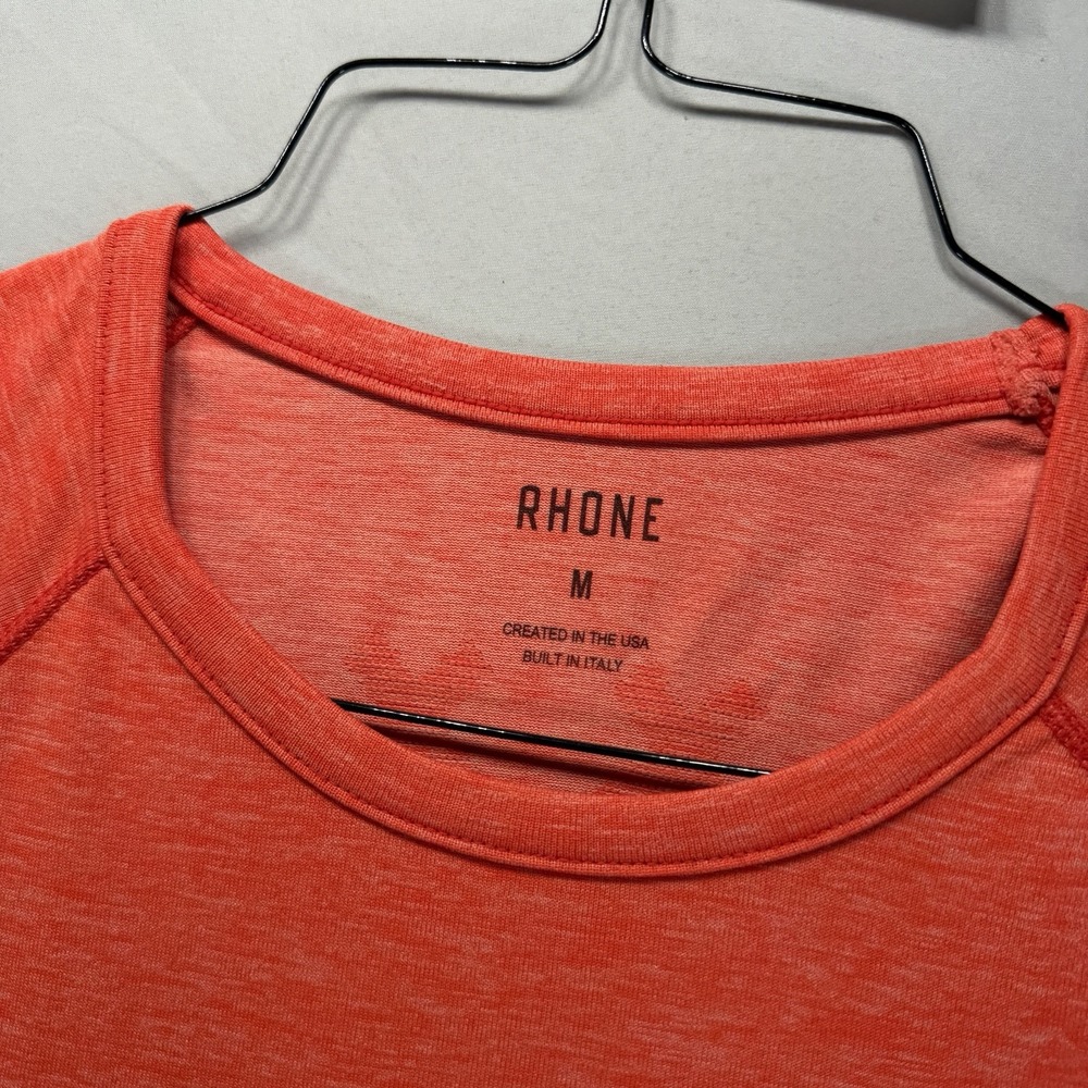 Rhone Shirt Mens Medium Orange Short Sleeve Crewneck Performance Stretch Tech - Picture 8 of 11